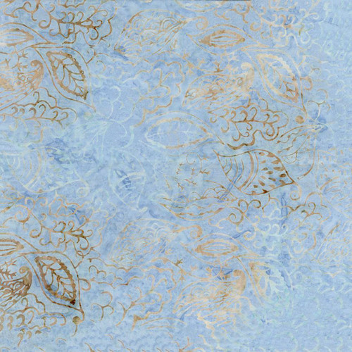 Timeless Treasures Fabrics Riverside Tonga Batiks Sky Blue Leaves
