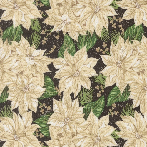 Moda Fabrics Holiday Cheer Stacy Iest Hsu Vintage Poinsettia Floral Midnight Black