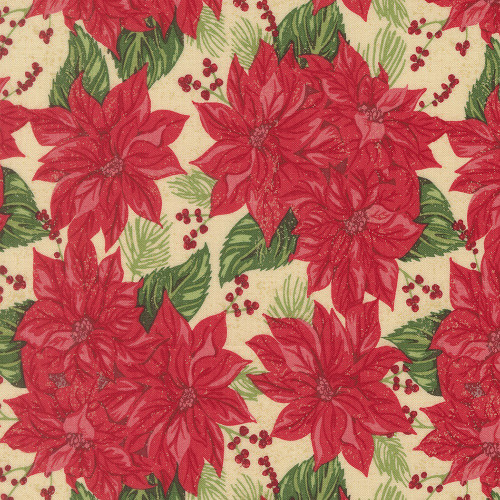 Moda Fabrics Holiday Cheer Stacy Iest Hsu Vintage Poinsettia Floral Natural