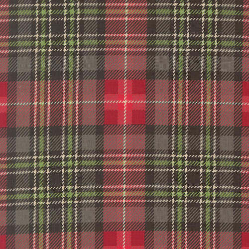 Moda Fabrics Holiday Cheer Stacy Iest Hsu Christmas Plaid Coal Black, detailed close-up of festive tartan pattern with red, black, green, and white stripes.