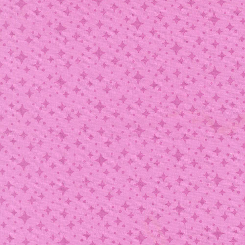 Moda Fabrics Scenery Elizabeth Hartman Starlight Starlight Sweet Pea Pink, pink fabric with a star pattern.