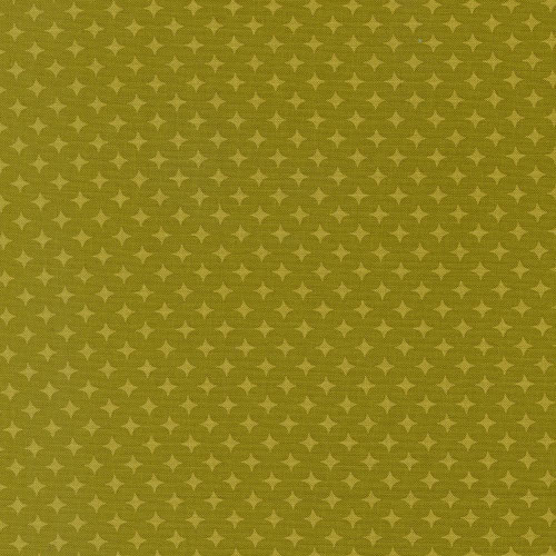 Moda Fabrics Scenery Elizabeth Hartman Diamonds Diamonds Kelp Green, a fabric with a dense pattern of small diamond shapes in shades of green.