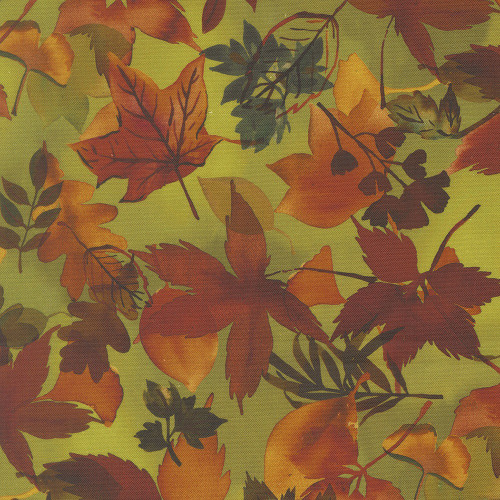 Moda Fabrics Northern Brights Amarilys Henderson Watercolor Fall Leaves Leaf Green