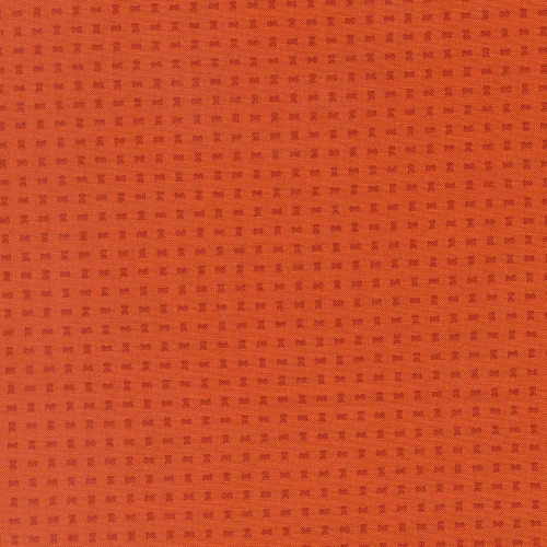Moda Fabrics Scenery Elizabeth Hartman Spools Spools Yam Orange, fabric with small orange and darker orange square pattern.