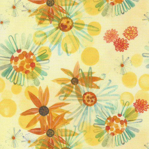 Moda Fabrics Northern Brights Amarilys Henderson Watercolor Floral Sunshine Yellow