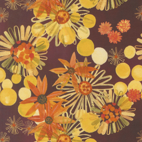 Moda Fabrics Northern Brights Amarilys Henderson Watercolor Floral Woodys Brown