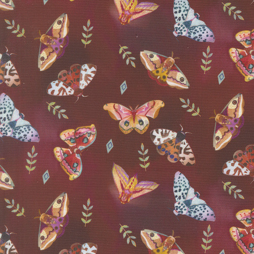 Moda Fabrics Northern Brights Amarilys Henderson Watercolor Moth Array Woodsy Brown
