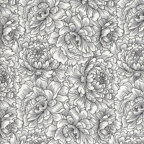 Henry Glass Fabrics Scarlet's Treasure Color Principle White on White Peony Monotone