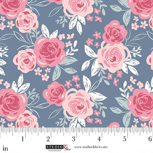 Studio E Fabrics Beautiful Bowquets Maureen Fiorellini Navy Multi Roses