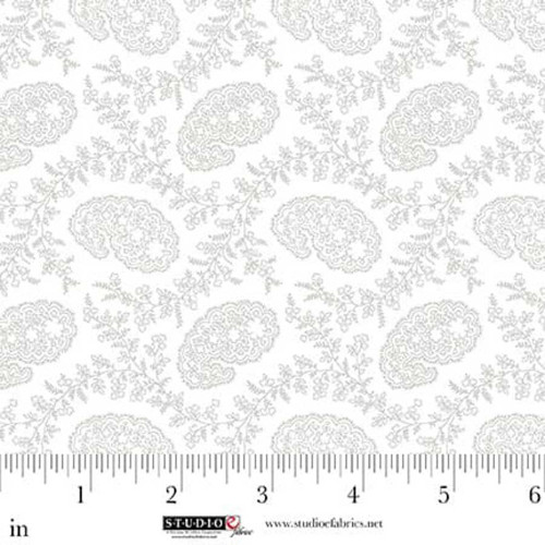 Studio E Fabrics Best of Cream and Sugar White on White Vines and Small Foulard
