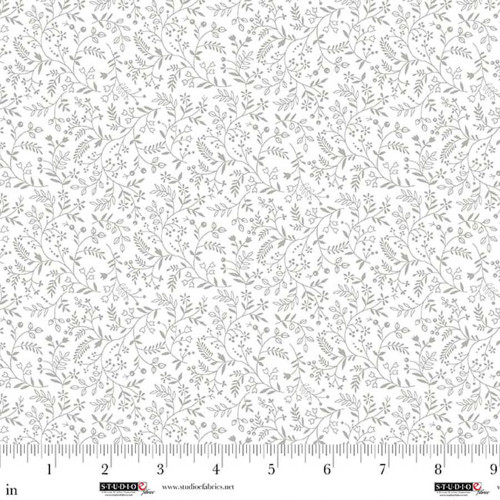 Studio E Fabrics Best of Cream and Sugar White on White Mini Vines & Berries