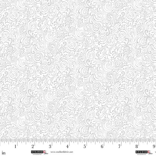 Studio E Fabrics Best of Cream and Sugar White on White Double Swirls