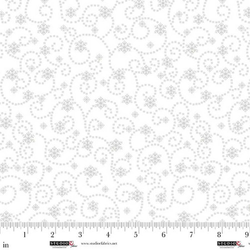 Studio E Fabrics Best of Cream and Sugar White on White Swirling Snowflakes
