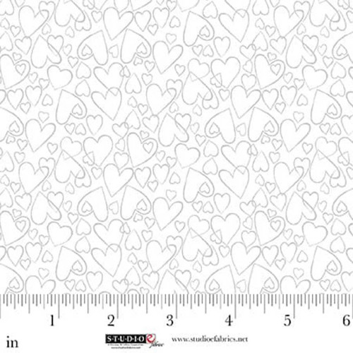 Studio E Fabrics Best of Cream and Sugar White on White Hearts