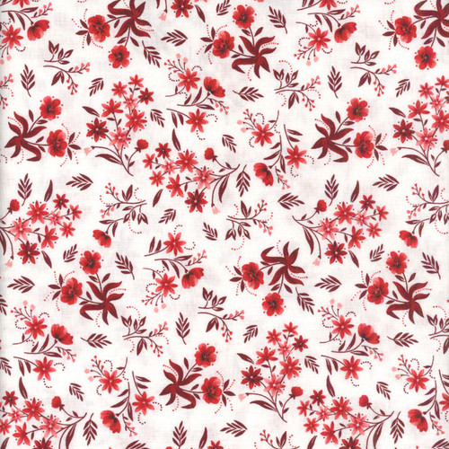 Henry Glass Fabrics Scarlet's Treasure Color Principle White Red Nosegays