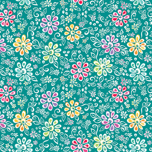Riley Blake Fabrics Chasing Rainbows Leslie Ryan Main Teal