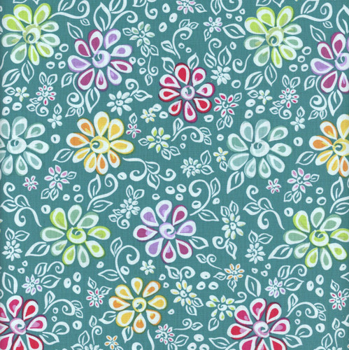 Riley Blake Fabrics Chasing Rainbows Leslie Ryan Main Teal