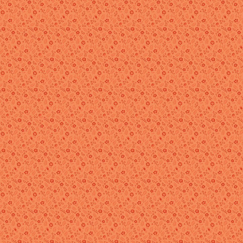 Riley Blake Fabrics Kipling Gardens Lily Ashbury Ellington Orange, fabric with small orange floral pattern on a light orange background.