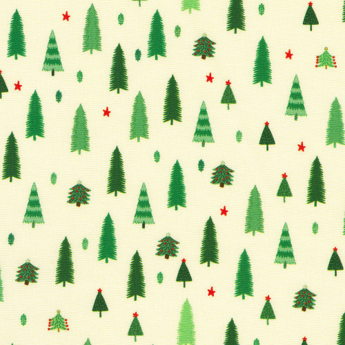 Robert Kaufman Fabrics Tiny Tidings Christmas Natural Cream Christmas Pine Trees