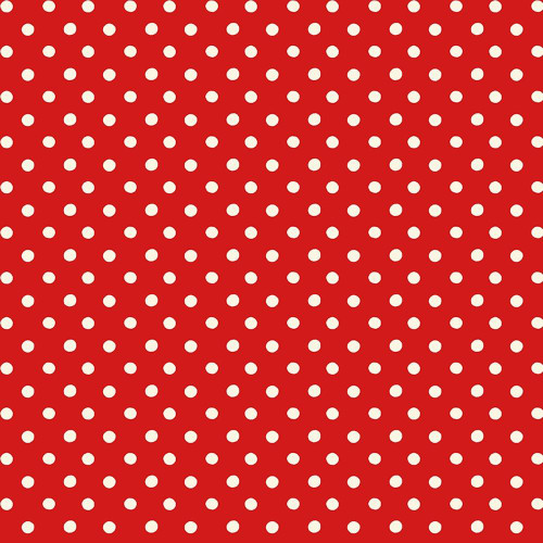 Riley Blake Fabrics Cath Kidston Signature Collection Button Spot Red, red fabric with white polka dots pattern.