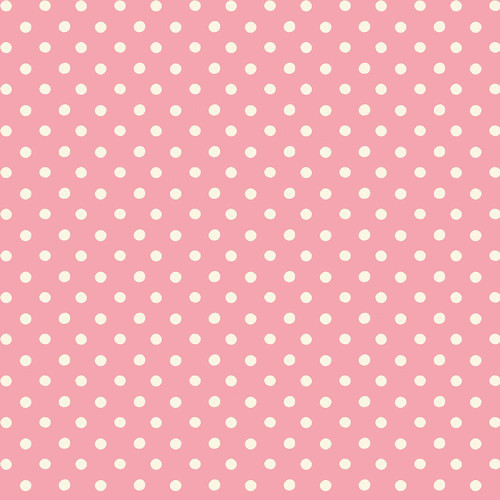 Riley Blake Fabrics Cath Kidston Signature Collection Button Spot Pink, pink fabric with white polka dots.