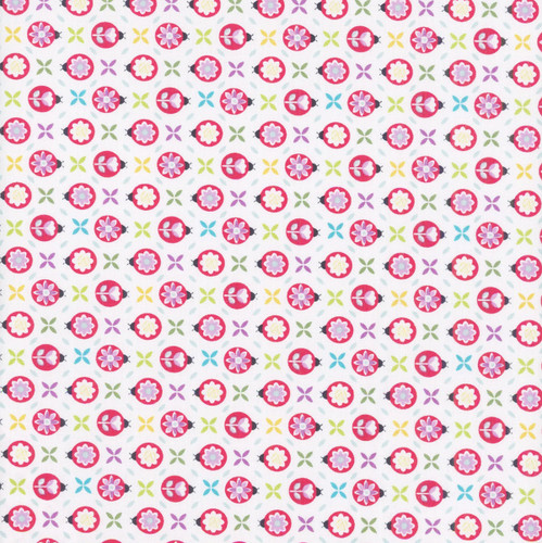 Riley Blake Fabrics Chasing Rainbows Leslie Ryan Cute as a Bug White