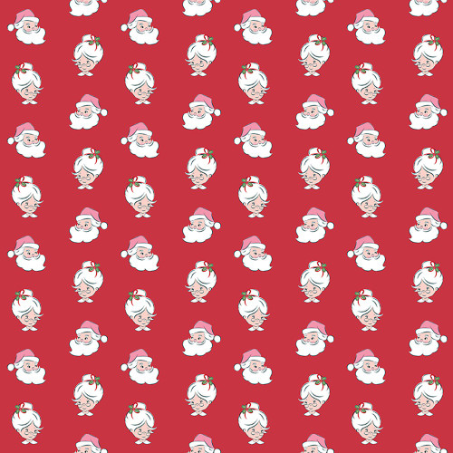 Riley Blake Fabrics Claus and Co Melissa Mortenson Santa Heads Red