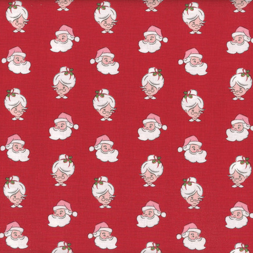 Riley Blake Fabrics Claus and Co Melissa Mortenson Santa Heads Red