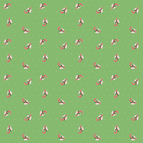 Riley Blake Fabrics Claus and Co Melissa Mortenson Candy Cane Toss Green