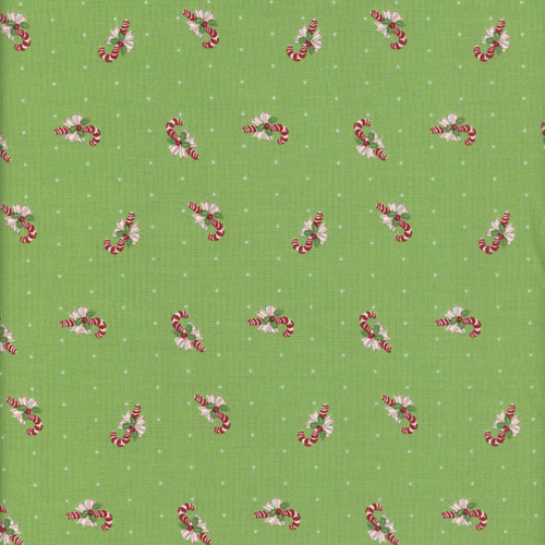 Riley Blake Fabrics Claus and Co Melissa Mortenson Candy Cane Toss Green