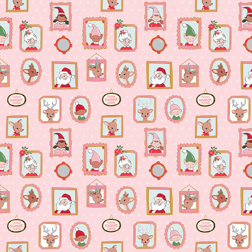 Riley Blake Fabrics Claus and Co Melissa Mortenson Wallpaper Pink