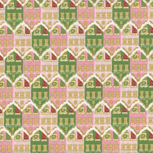 Riley Blake Fabrics Claus and Co Melissa Mortenson Christmas Houses Pink