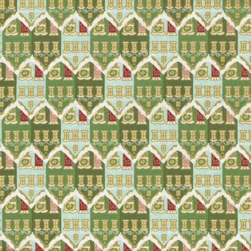 Riley Blake Fabrics Claus and Co Melissa Mortenson Christmas Houses Green