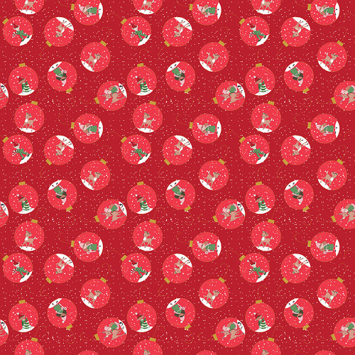 Riley Blake Fabrics Claus and Co Melissa Mortenson Ornaments Red