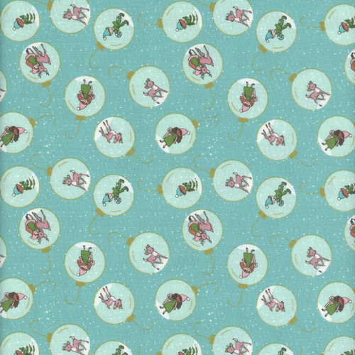 Riley Blake Fabrics Claus and Co Melissa Mortenson Ornaments Blue