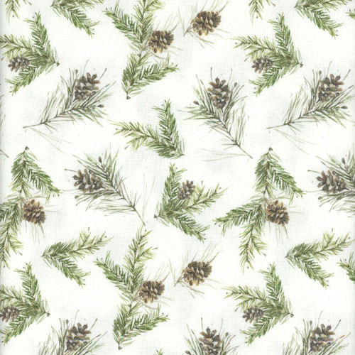 Riley Blake Fabrics Holiday Spirit Lisa Audit Pinecones Cream