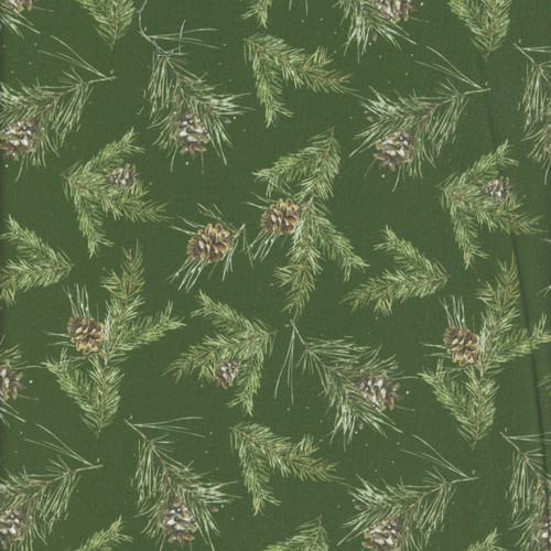 Riley Blake Fabrics Holiday Spirit Lisa Audit Pinecones Green