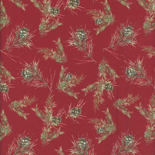 Riley Blake Fabrics Holiday Spirit Lisa Audit Pinecones Red
