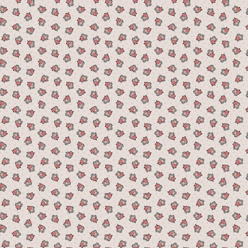 Riley Blake Fabrics Northanger Abbey Jane Austen Frederick Cream, fabric featuring a floral pattern with pink and black flowers on a cream background.