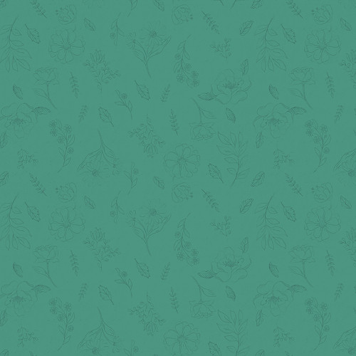 Riley Blake Fabrics Orchard House Heather Peterson Sketch Floral Teal Blue