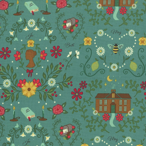 Riley Blake Fabrics Orchard House Heather Peterson Homestead Teal Blue