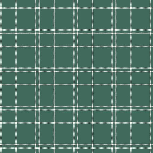 Riley Blake Fabrics The North Pole Flannel My Minds Eye Plaid Forest Green, green plaid fabric with white lines creating a classic checkered pattern.