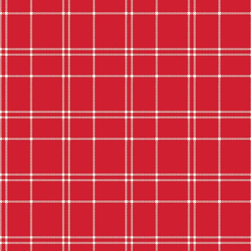 Riley Blake Fabrics The North Pole Flannel My Minds Eye Plaid Tomato Red, a red and white plaid flannel fabric with a classic checkered pattern.