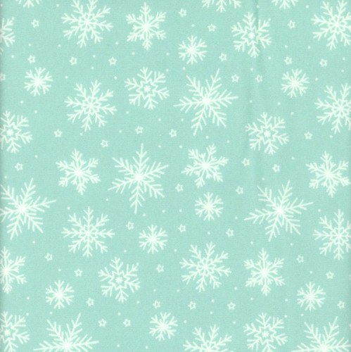 Riley Blake Fabrics The North Pole Flannel My Minds Eye Snowflakes Aqua Blue