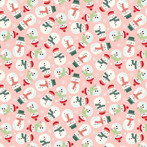 Riley Blake Fabrics The North Pole Flannel My Minds Eye Snowmen Blush Pink