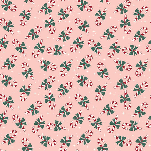 Riley Blake Fabrics The North Pole Flannel My Minds Eye Candy Cane Blush Pink