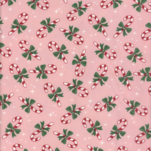Riley Blake Fabrics The North Pole Flannel My Minds Eye Candy Cane Blush Pink