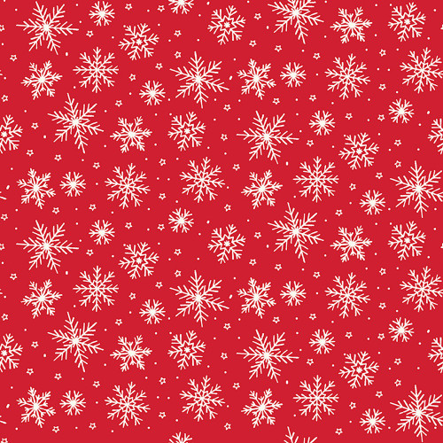 Riley Blake Fabrics The North Pole Flannel My Minds Eye Snowflakes Tomato Red