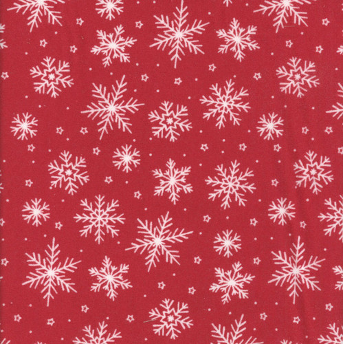 Riley Blake Fabrics The North Pole Flannel My Minds Eye Snowflakes Tomato Red