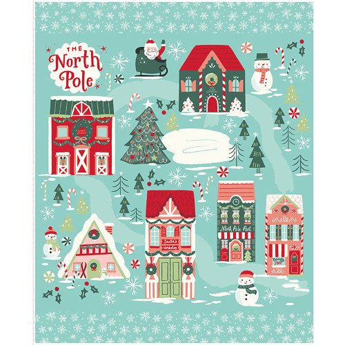 Riley Blake Fabrics The North Pole Flannel My Minds Eye Christmas Panel 36 Blue Red